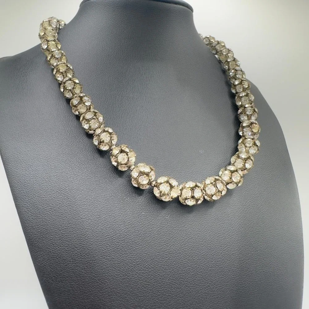 Vintage Rhinestone Necklace Disco Ball Style 16